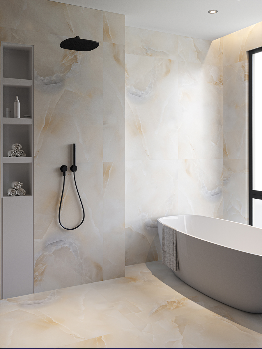 Amber Beige Onyx Porcelain Tile - 1000x1000mm