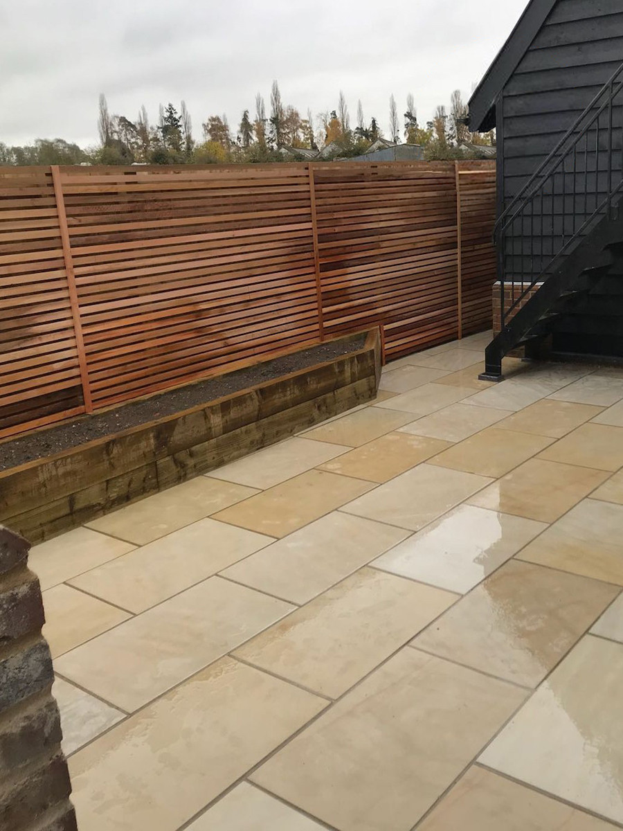 Beige Smooth & Sawn Sandstone Paving - 1200x600 Pack