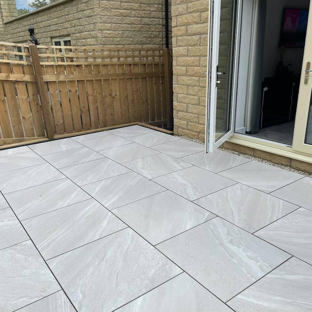 Bianco Slate Effect Outdoor Porcelain Paving Slabs - 600x600 Pack