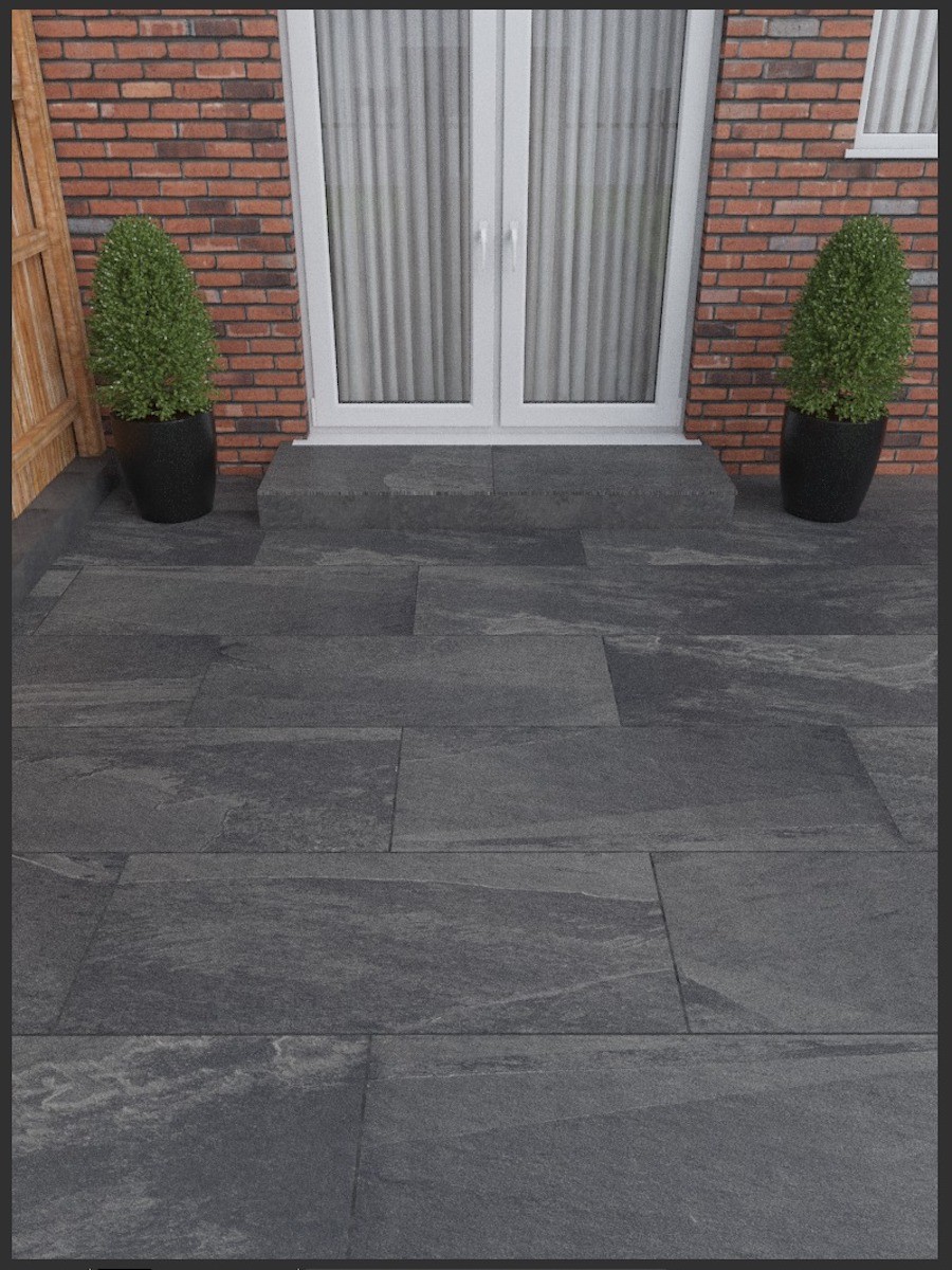 Brazil Slate Effect Vitrified Porcelain Paving Slabs - 900x600x16mm