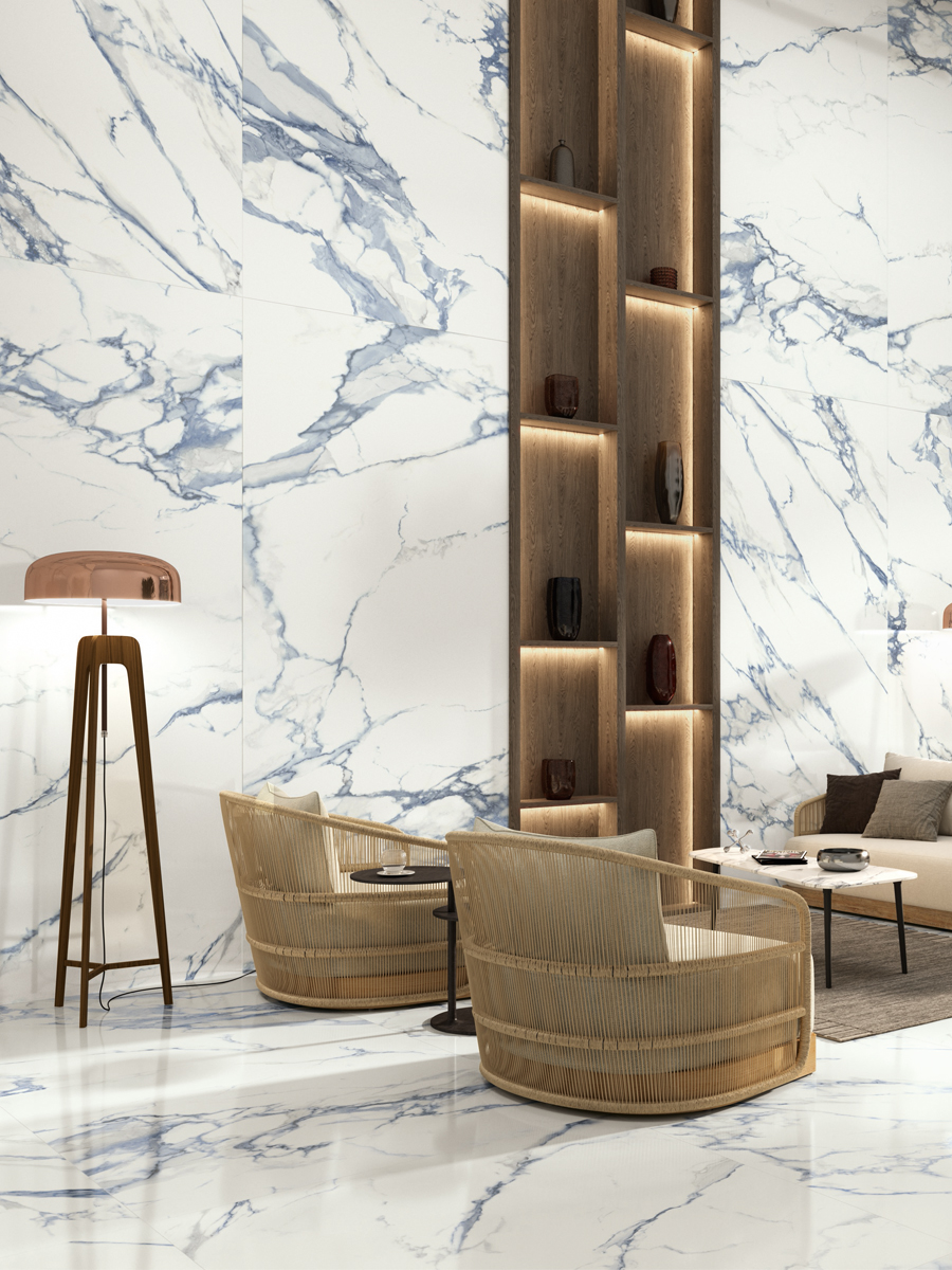 Calacatta Blue Marble Effect Wall & Floor Tiles - 1200x600mm