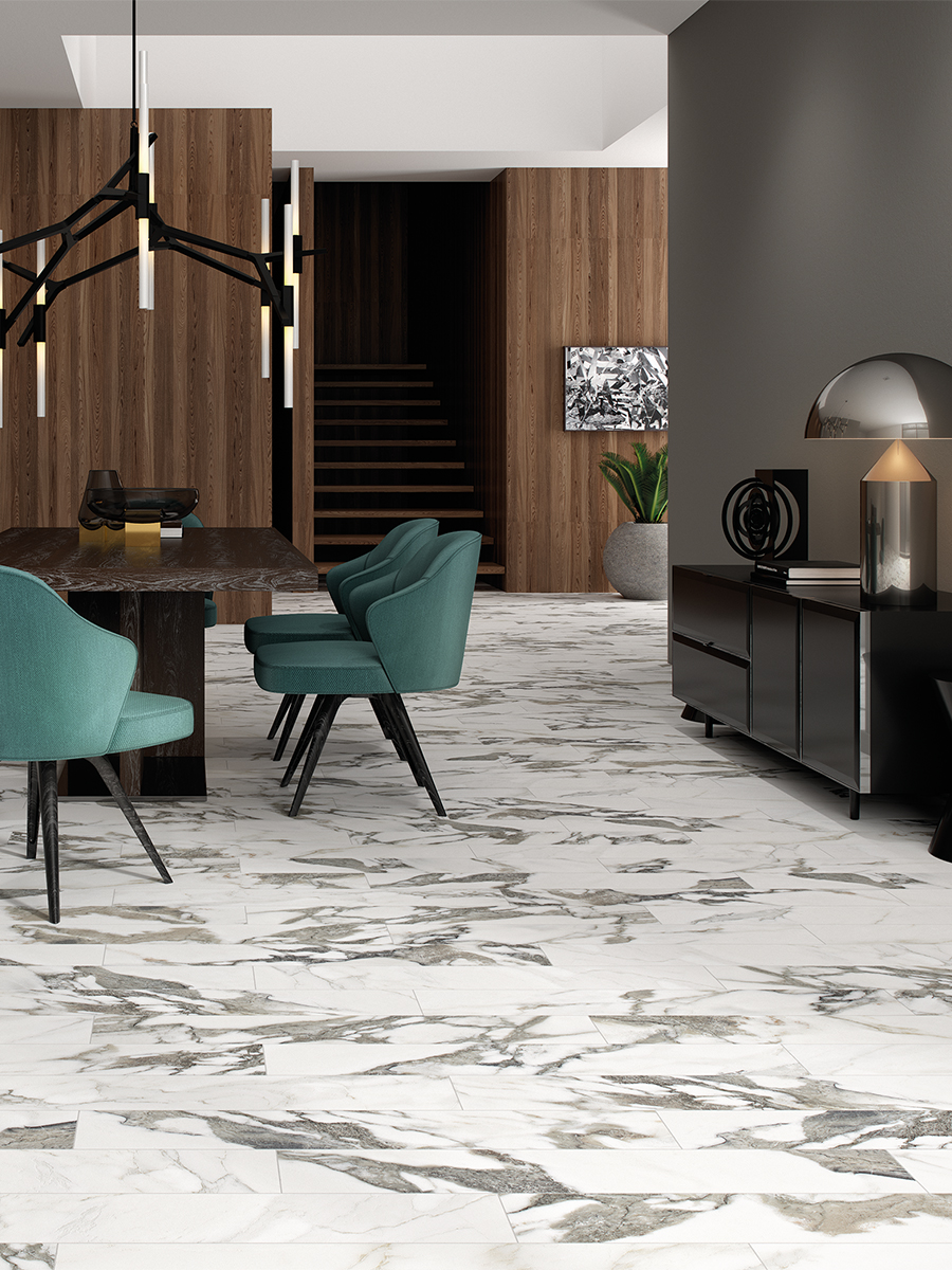 Calacatta Majestic Marble Effect Porcelain Tiles - 150x900mm