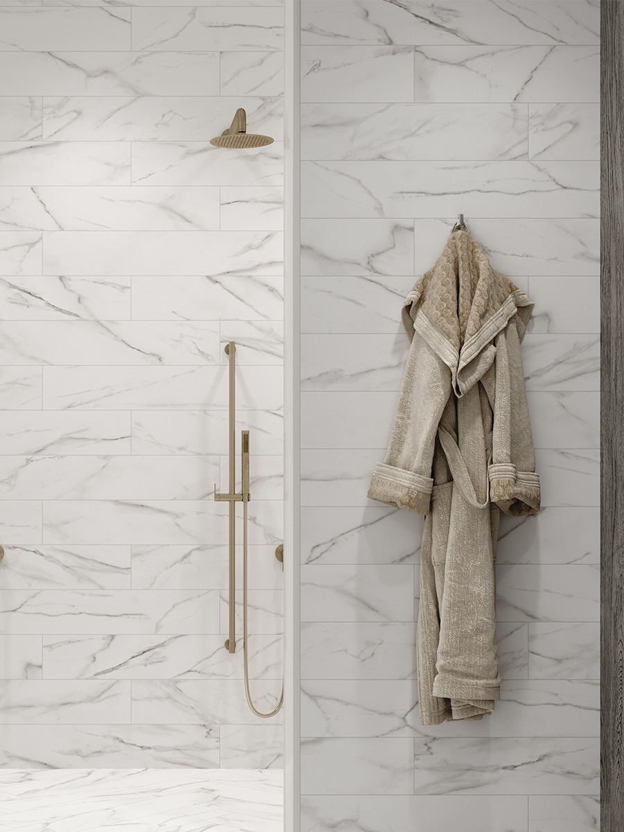 Calacatta White Marble Effect Porcelain Tiles - 150x900mm