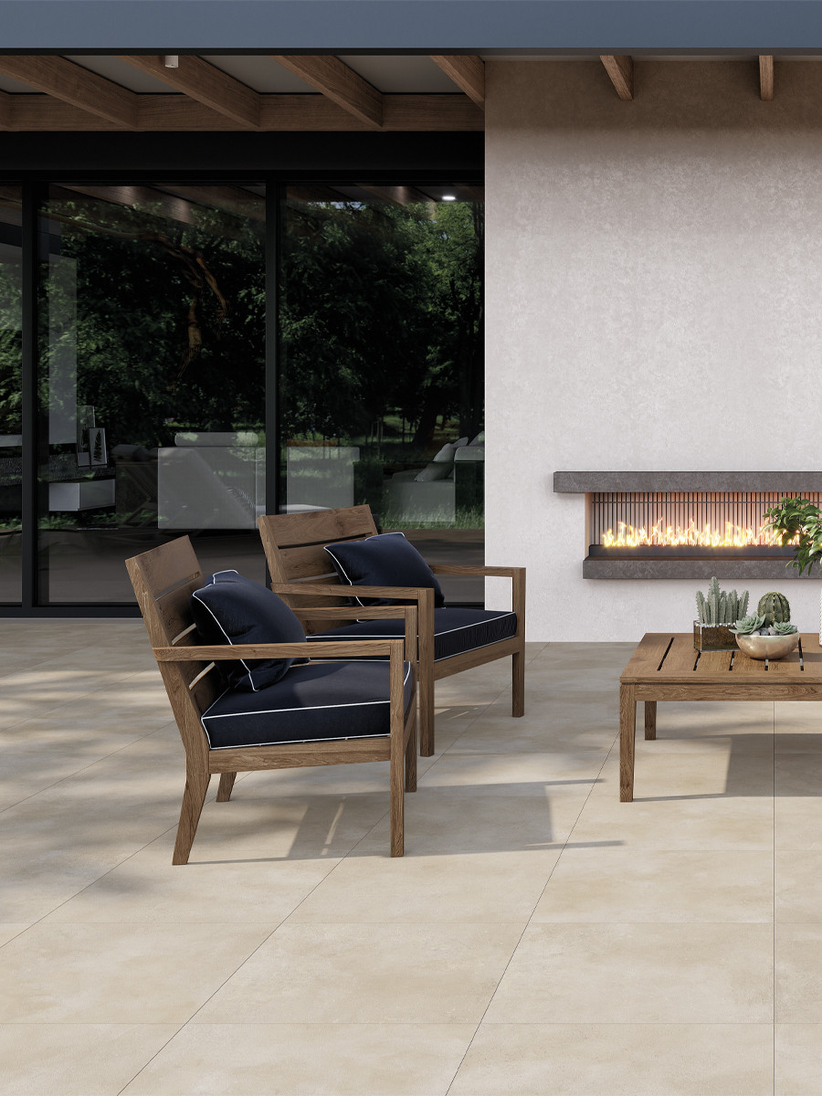 Concept Bone Outdoor Porcelain Tiles - 595x595x20mm