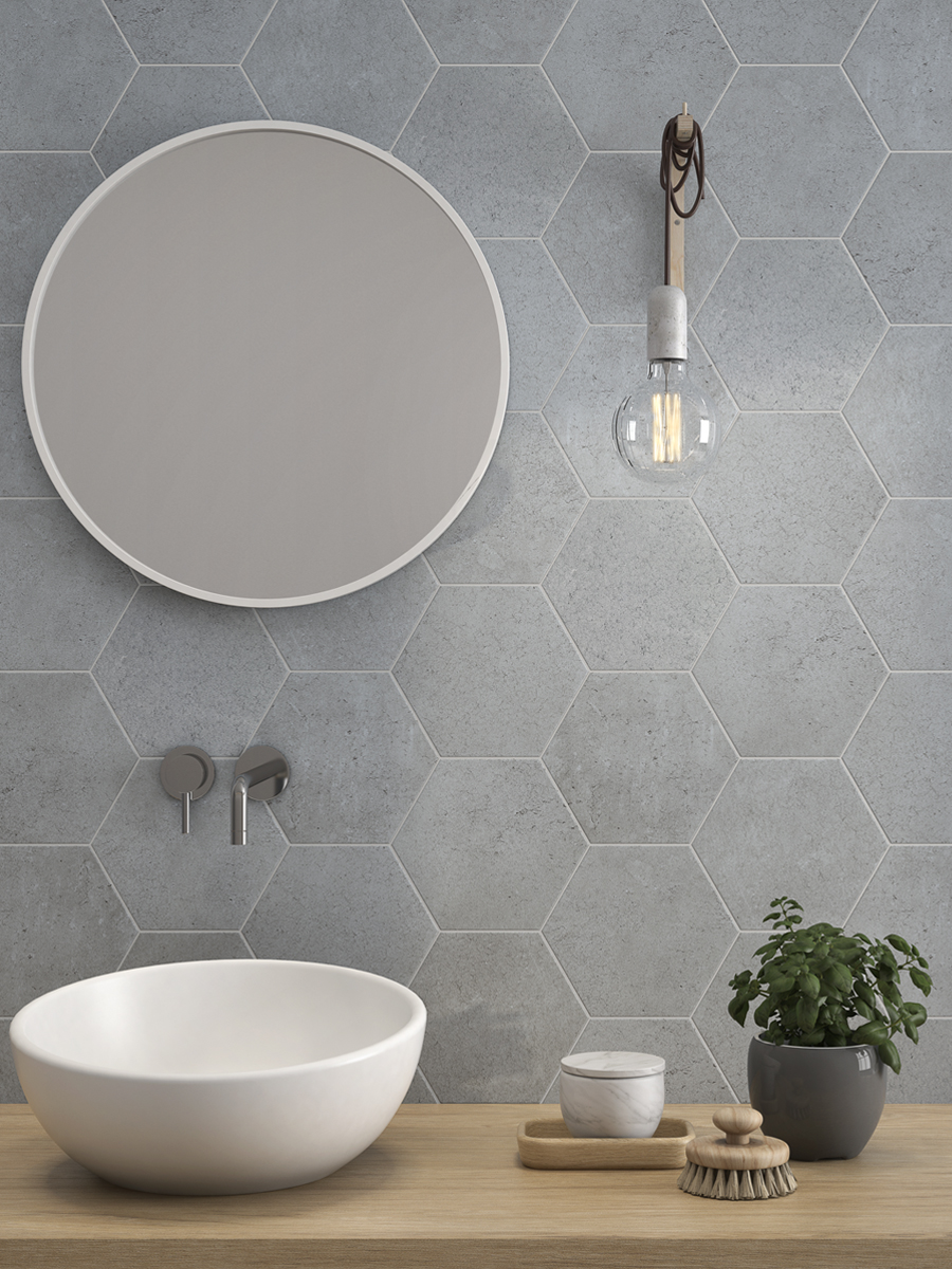 Dakar Gri Hexagon Wall & Floor Tiles - 198x228mm