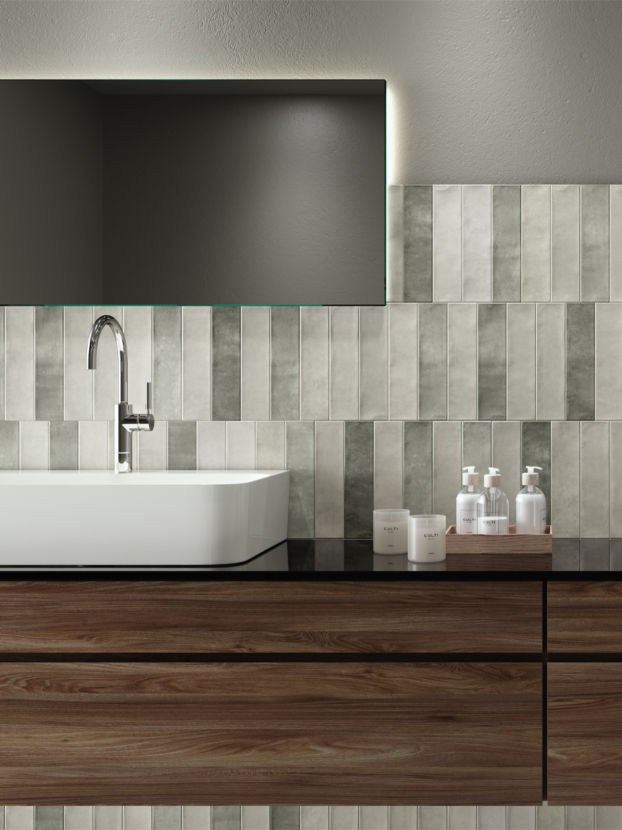 Earth Ash Gloss Wall Tile - 75x300mm