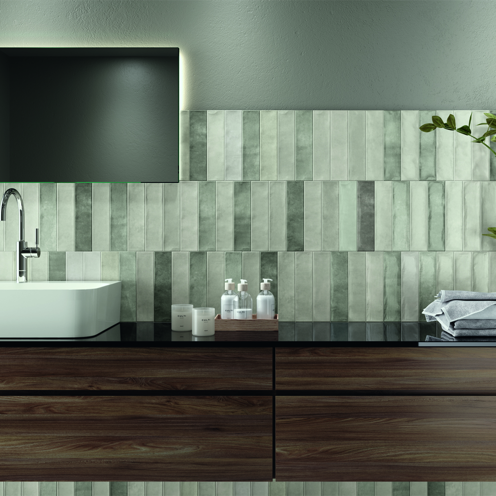 Earth Ash Gloss Wall Tile - 75x300mm