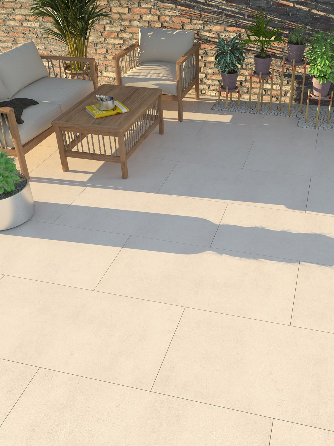 Eclipse Ivory Outdoor Porcelain Tiles - 900x600x20mm