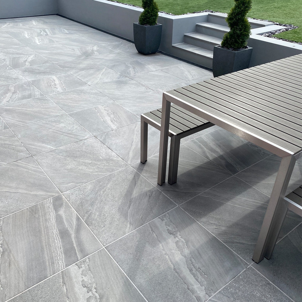 Esparada Grigio Marble Effect Outdoor Porcelain Paving Slabs - 600x600 Pack