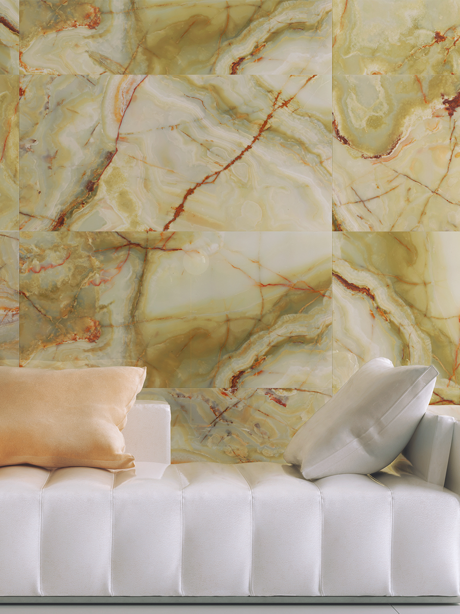 Eunoia Green Onyx Effect Porcelain Tiles - 1200x600mm