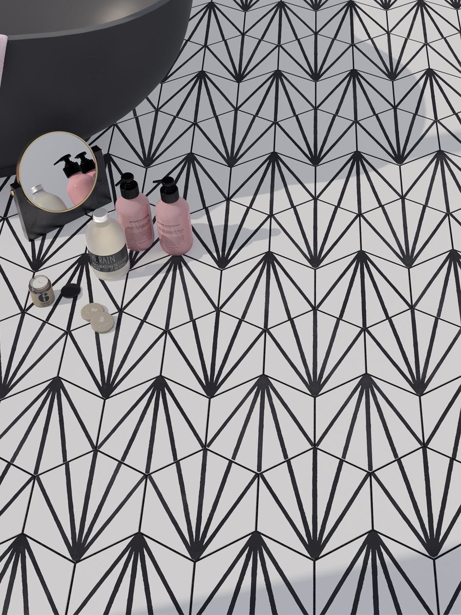 Mirage Blanco Nero Hexagon Wall & Floor Tiles - 198x228mm