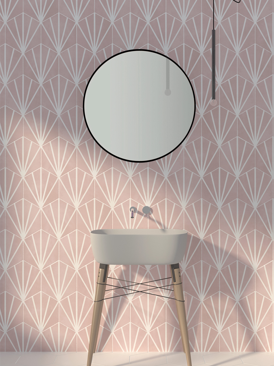 Mirage Pink Hexagon Wall & Floor Tiles - 198x228mm