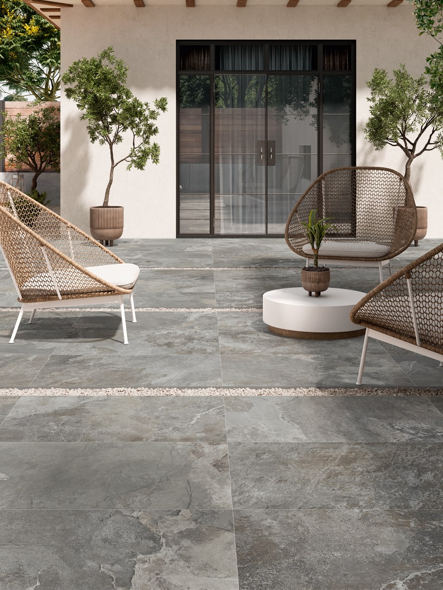 Multi Grey Slate Outdoor Porcelain - 900x600x16mm