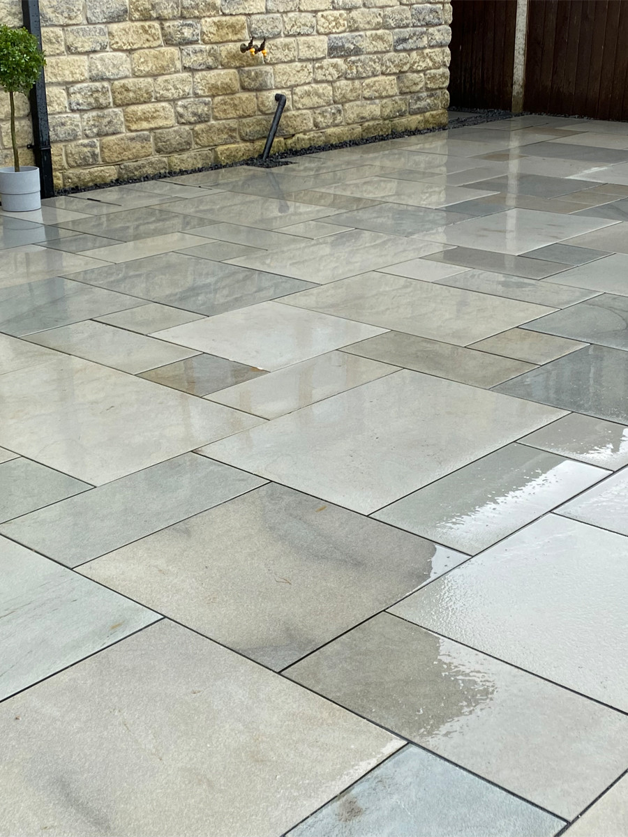 Grey Smooth & Sawn Sandstone Paving - Patio Pack