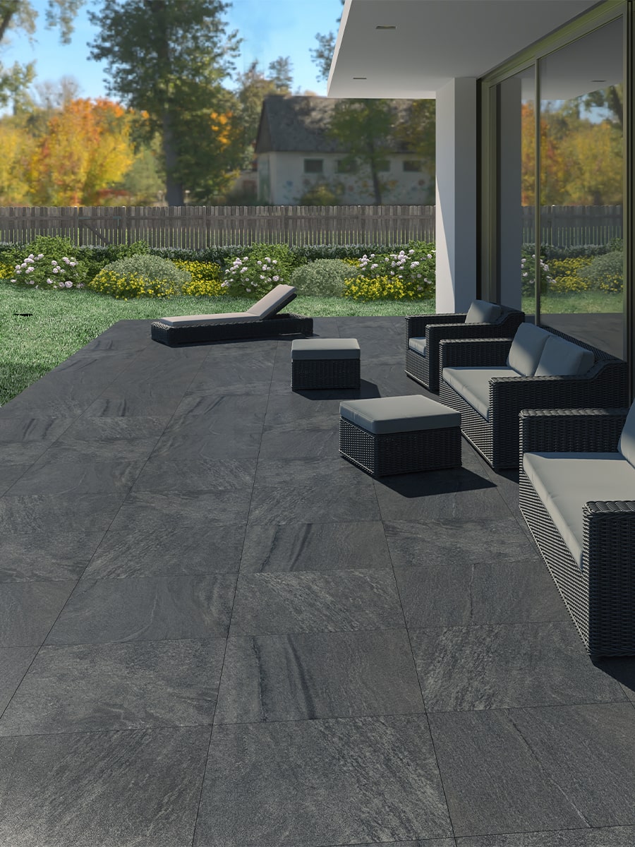 Idemo Black Outdoor Tile - 600x600x20mm