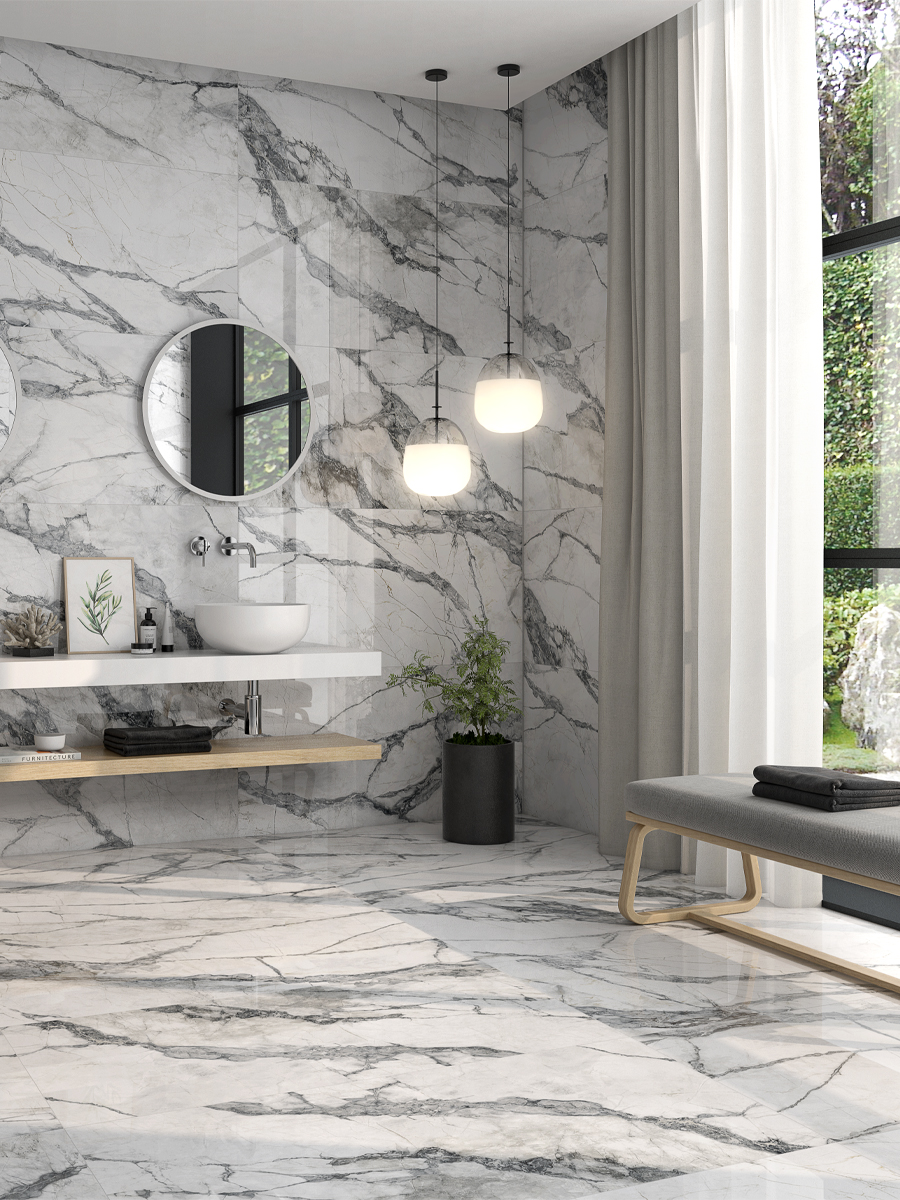 Invisible White Marble XXL Indoor Wall & Floor Tiles - 1200x600mm