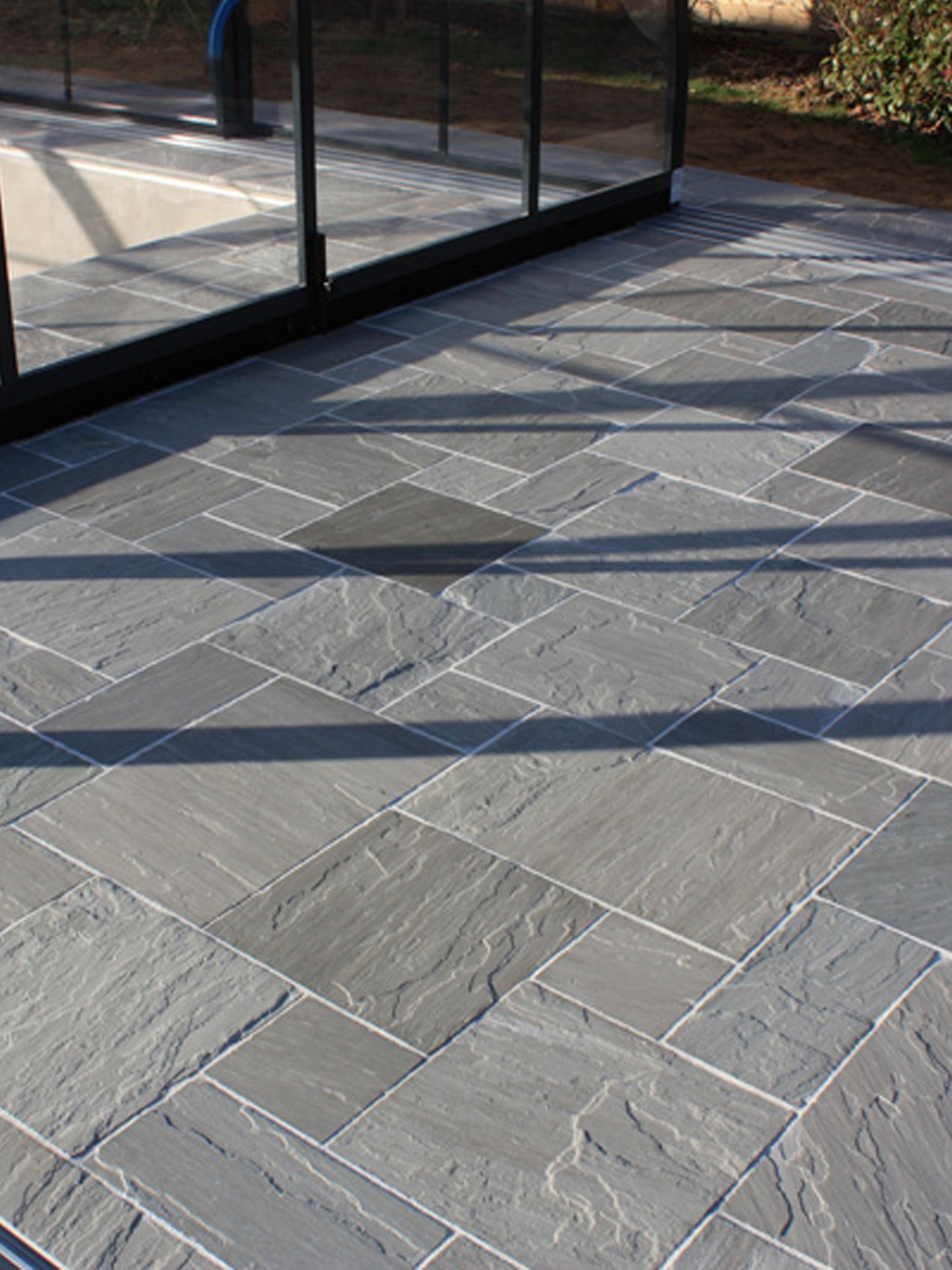 Kandla Grey Indian Sandstone Paving Slabs - Mix Size Patio Pack