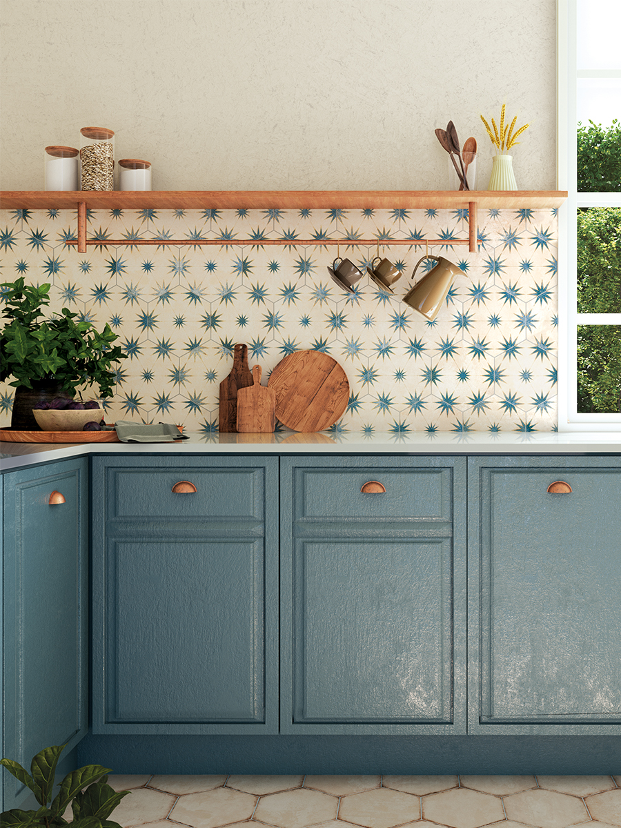 Lilya Decor Blue Hexagon Tiles - 198x228mm