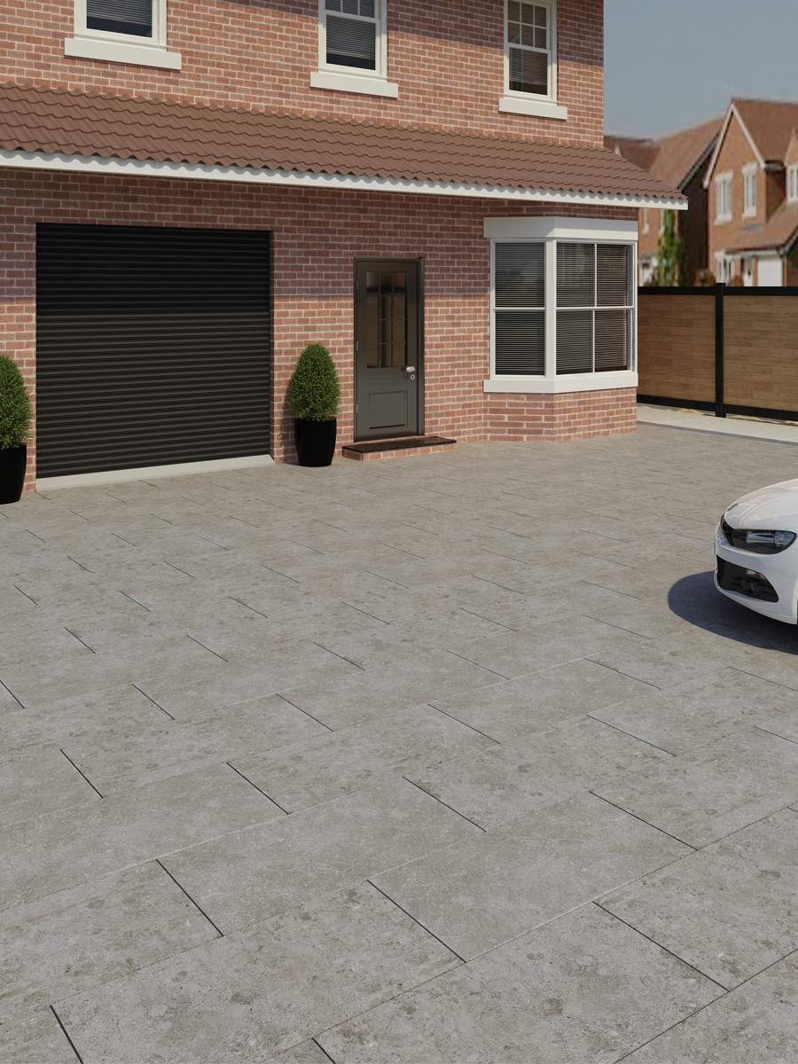 Lokeren Gris Driveway Porcelain Paving Slabs - 900x450x30mm Pack