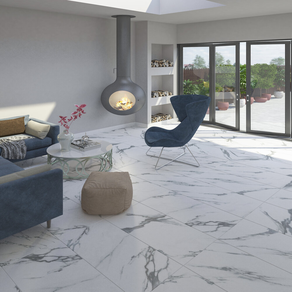 Carrera Marble Effect Click Luxury Vinyl Tile - 935x465mm