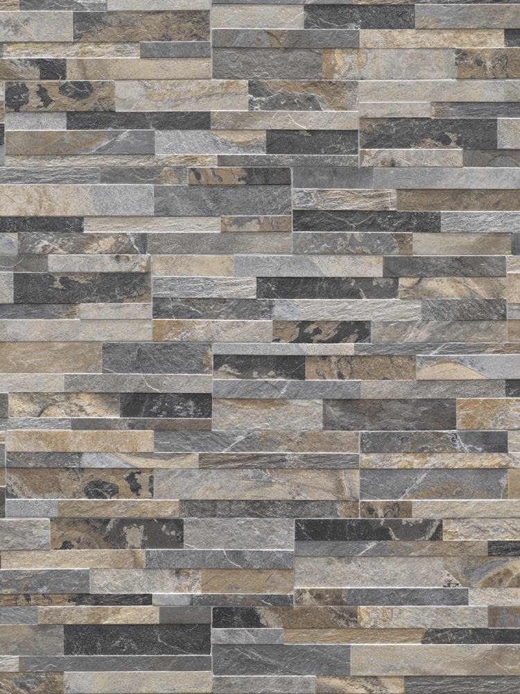 Multicolour Slate Split Face Effect Outdoor Porcelain Wall Tile - 150x610x7-11(mm)