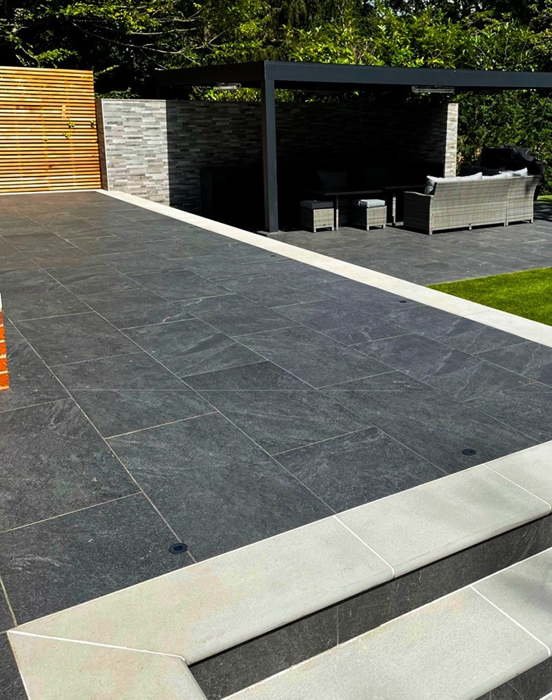 Mystone Quartzite Black Italian Porcelain Paving Slabs - 1000x500 Pack