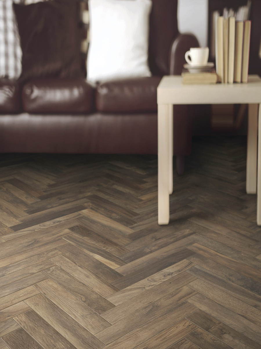 Living Noce Herringbone Wood Effect Floor Tile - 450x75(mm)