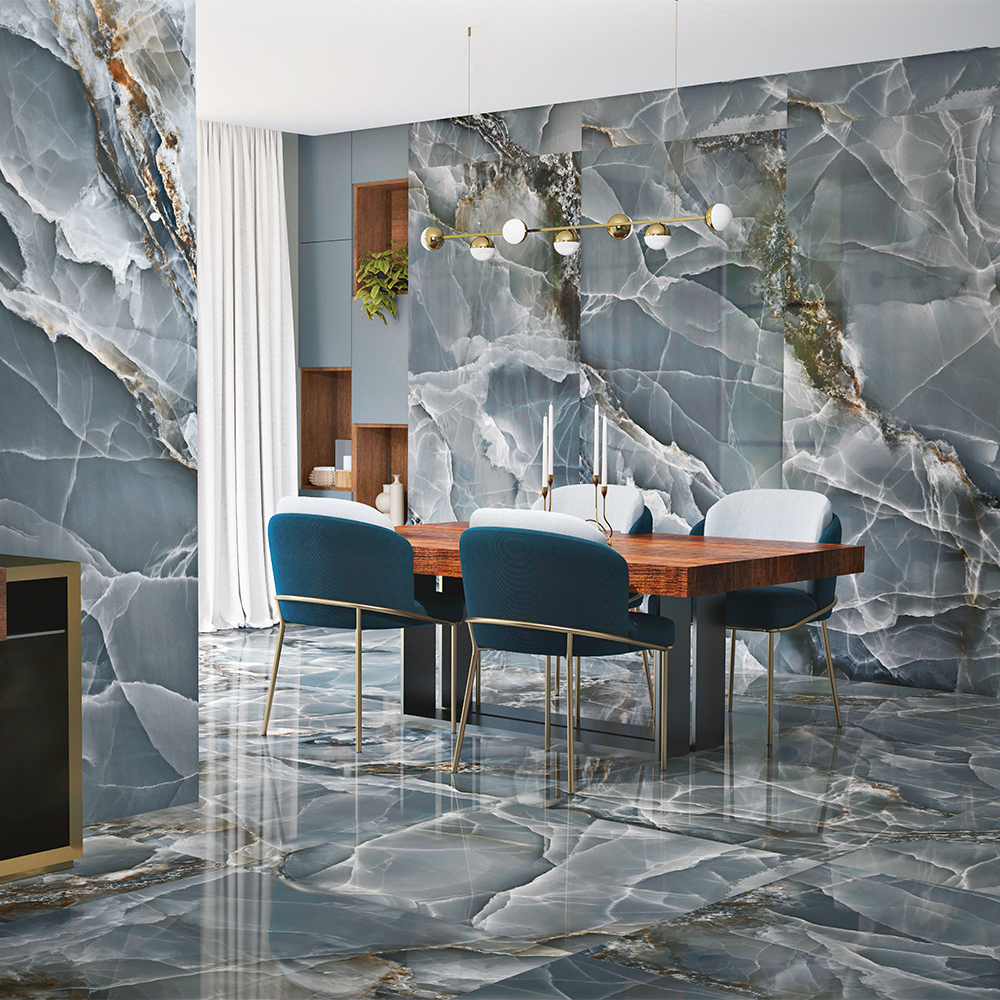 Blue Onyx Effect Porcelain Tiles - 1200x600mm