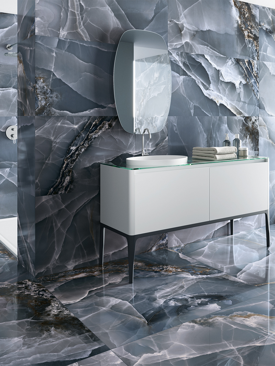 Blue Onyx Effect Porcelain Tiles - 1200x600mm