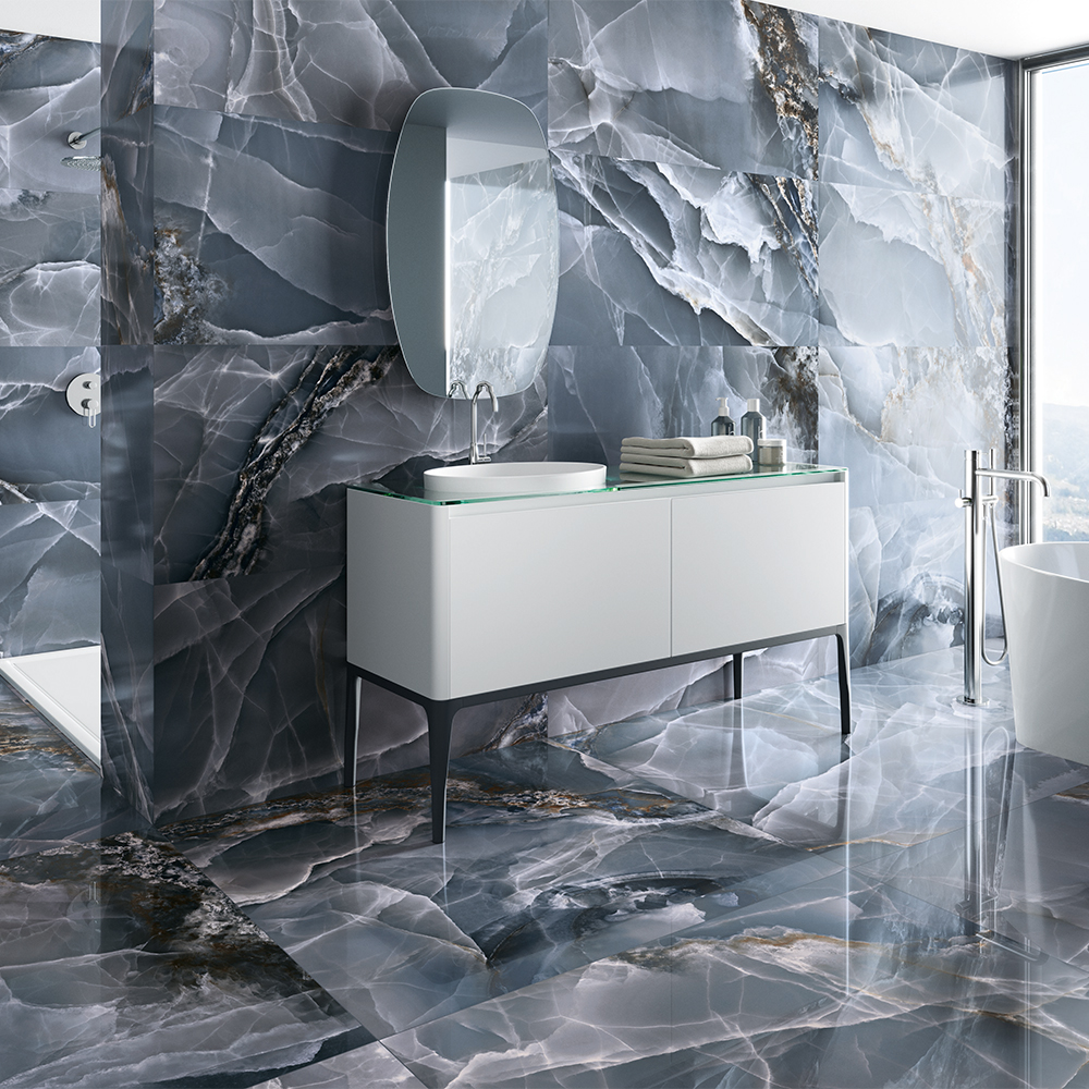 Blue Onyx Effect Porcelain Tiles - 1200x600mm