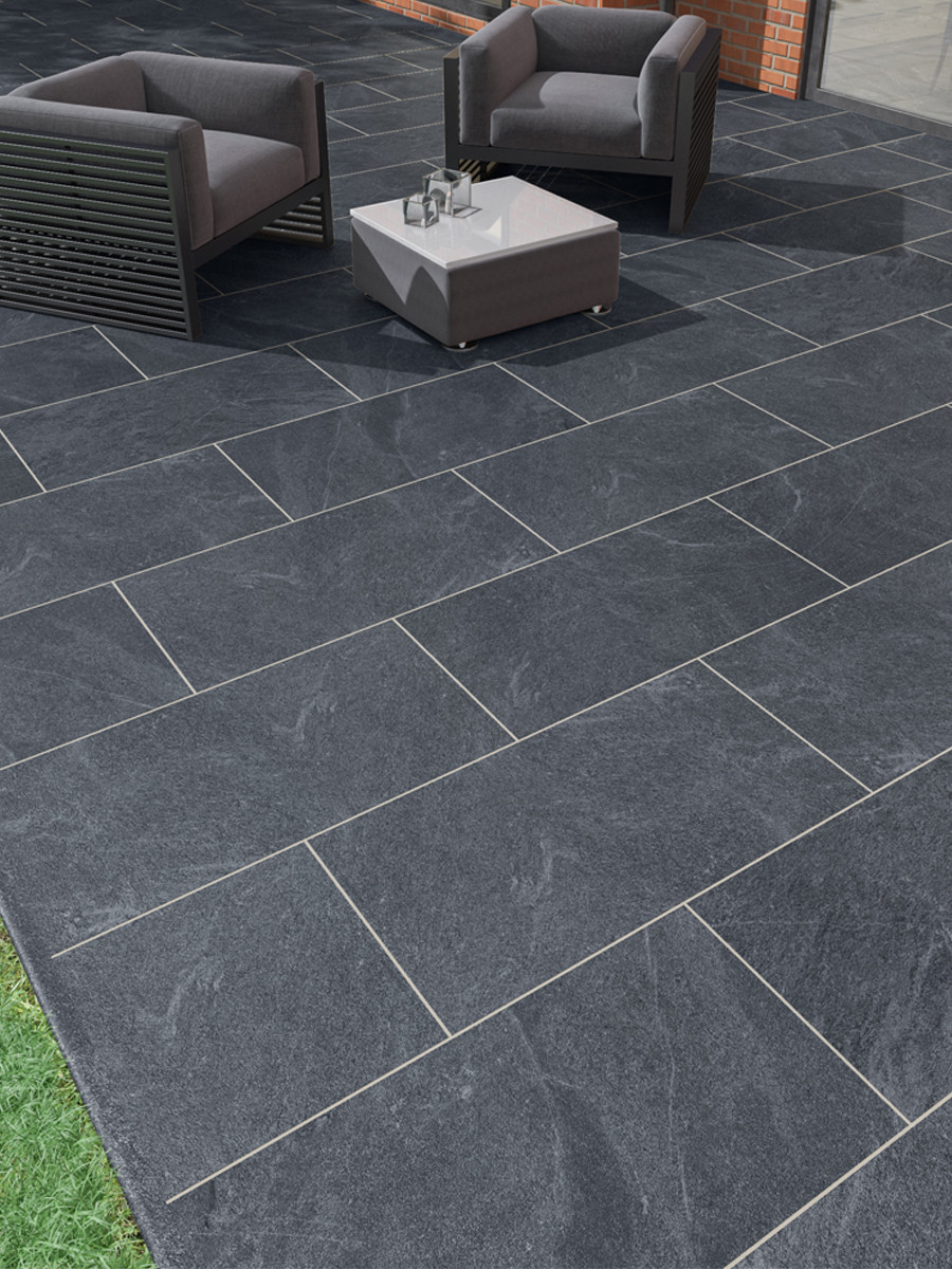 Mystone Quartzite Black Italian Porcelain Paving Slabs - 1000x500 Pack