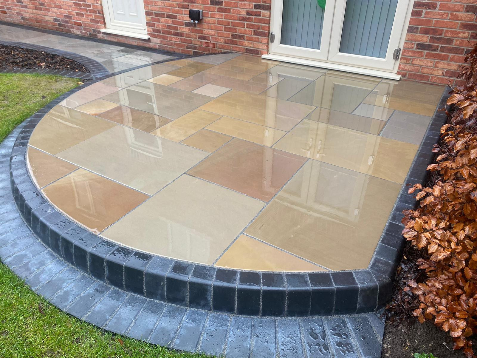 Raj Green Smooth & Sawn Sandstone Paving - Patio Pack