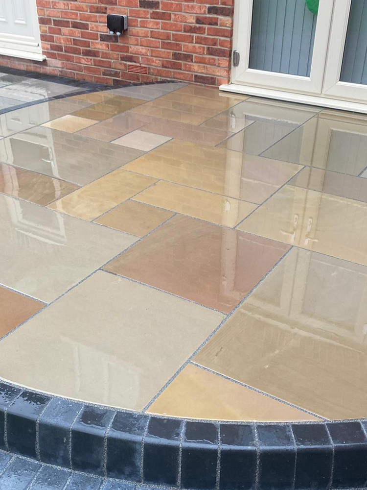 Raj Green Smooth & Sawn Sandstone Paving - Patio Pack