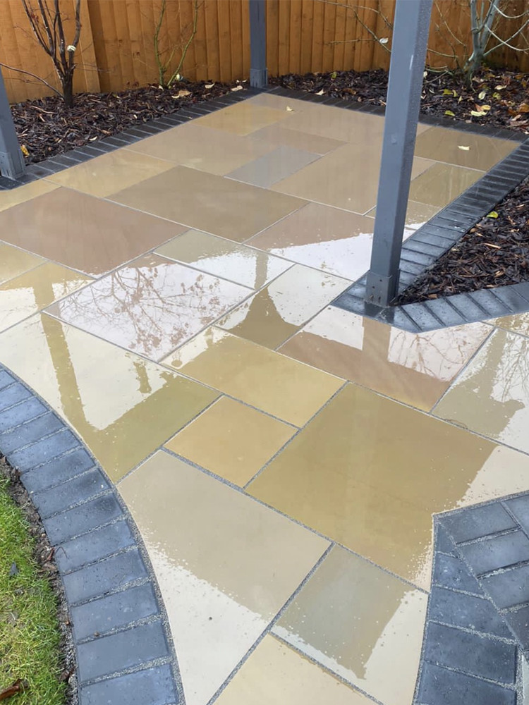 Raj Green Smooth & Sawn Sandstone Paving - Patio Pack