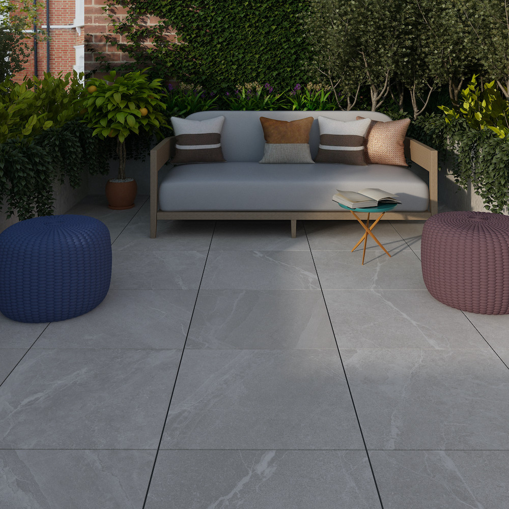 Roca Grey Outdoor Porcelain Paving Slabs - 600x600x16mm