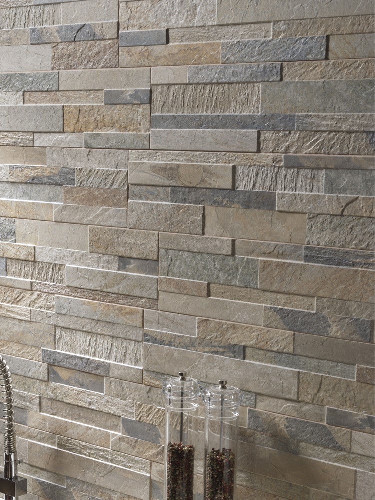 Beige Slate Split Face Effect Outdoor Porcelain Wall Tile - 150x610x7-11(mm)