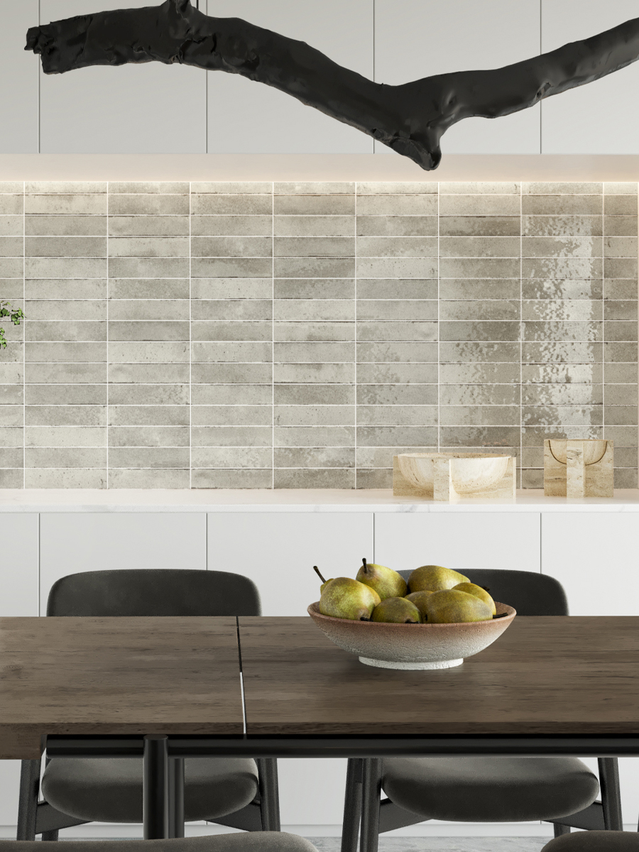 Soho Light Grey Italian Gloss Wall Tile - 60x250mm