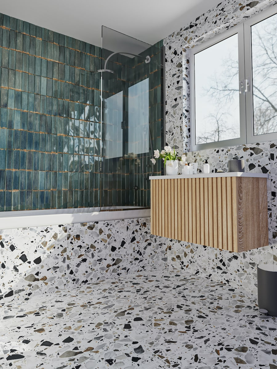 Terrazzo Ice Grey Porcelain Tiles - 800x800mm