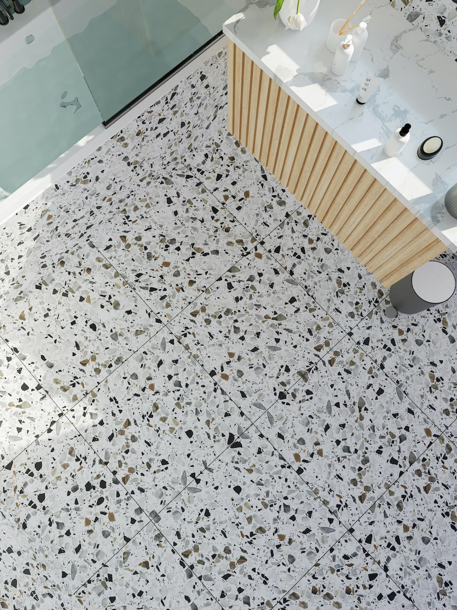 Terrazzo Ice Grey Porcelain Tiles - 800x800mm