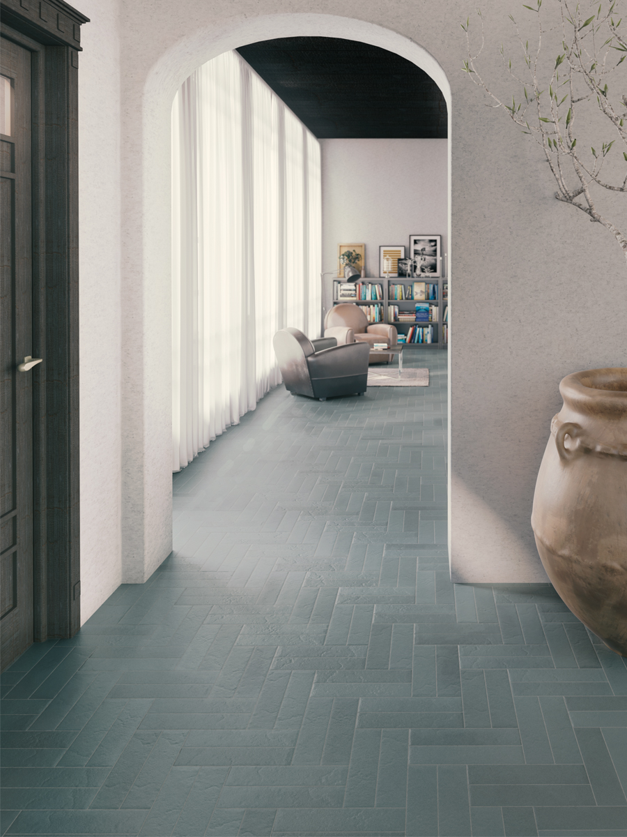 Toronto Blu Brick Effect Porcelain Wall & Floor Tile - 88x368mm