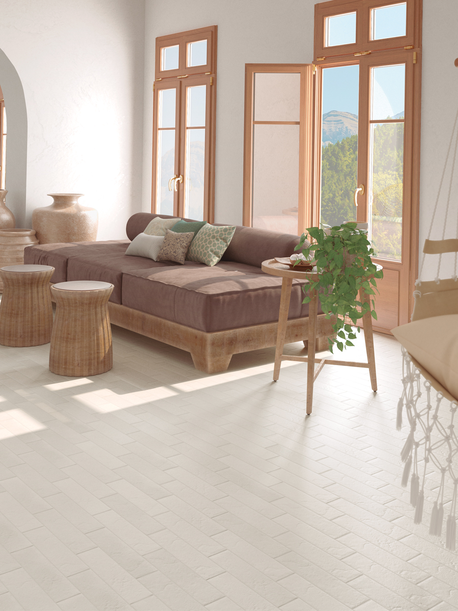 Toronto Blanco Brick Effect Porcelain Wall & Floor Tile - 88x368mm