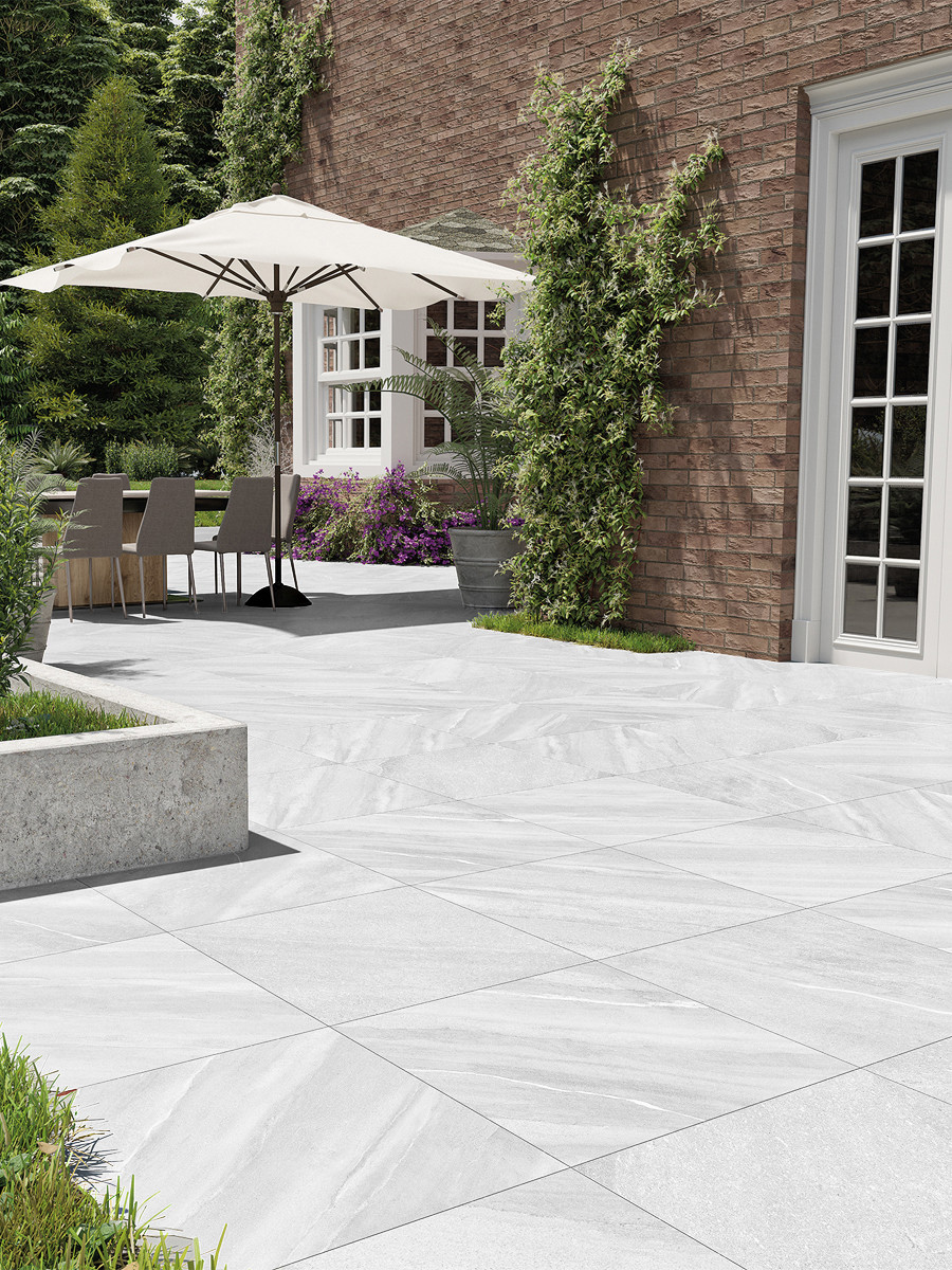 Valaris White Outdoor Porcelain Tiles - 595x595mm