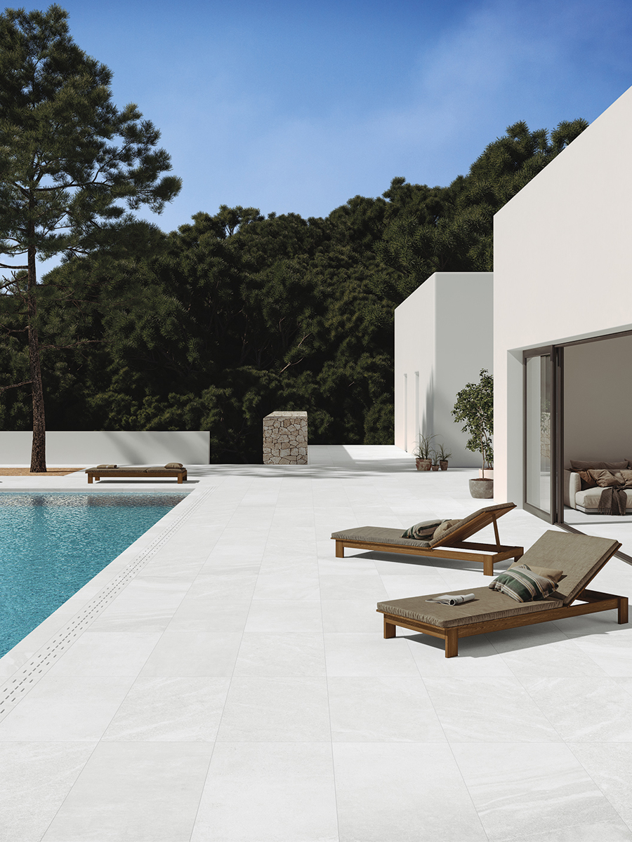 Idemo White XXL Outdoor Porcelain Paving Slabs - 1000x1000 Pack