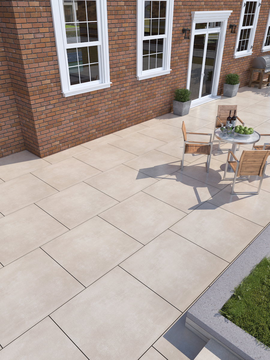 Volcano Beige XXL Outdoor Porcelain Paving Slabs - 1000x1000 Pack